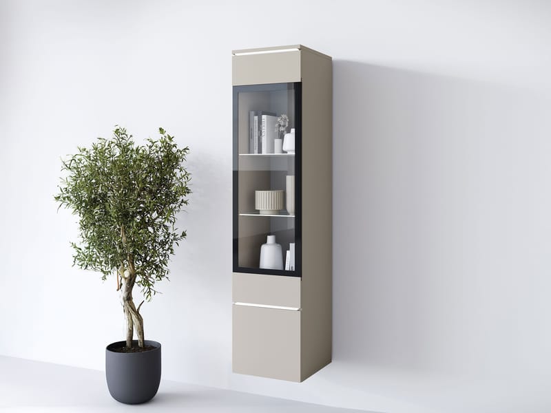 Sherie Vitrineskap 30 cm i Glass og Tre - Beige - Oppbevaring - Skap - Vitrineskap