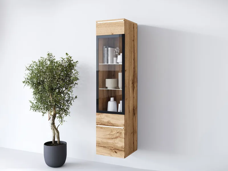 Sherie Vitrineskap 30 cm i Glass og Tre - Brun - Oppbevaring - Skap - Vitrineskap