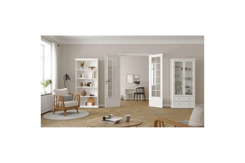 Shoiba Vitrineskap 96x201 cm - Hvit - Oppbevaring - Skap - Vitrineskap