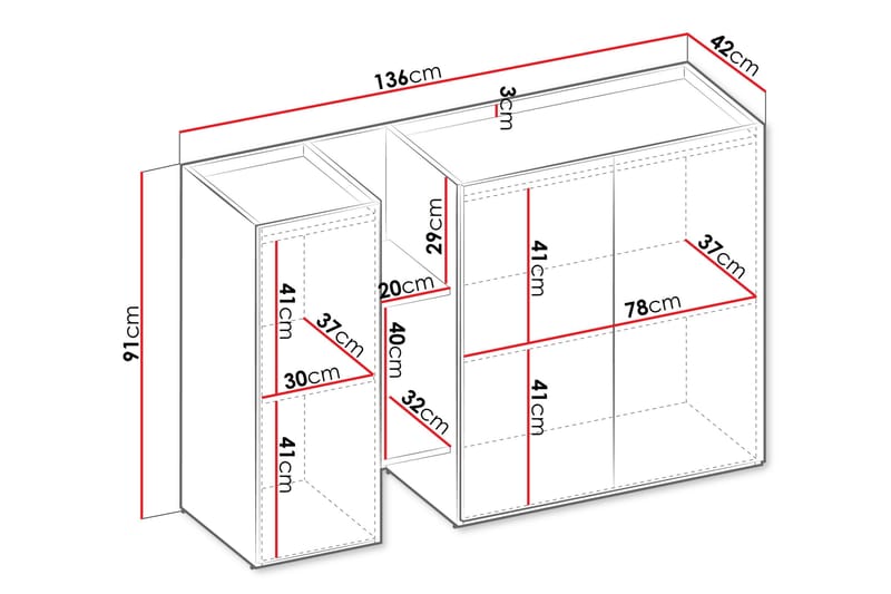 Sigma Highboard - Lys Grå/Beige - Oppbevaring - Skap - Oppbevaringsskap