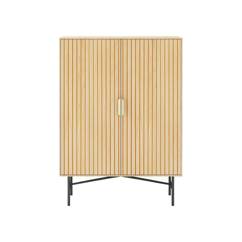 Skap HOME4YOU Bassel 80x40x110 cm 3D melamin - Lys tredekor/svart/gull - Oppbevaring - Skap - Oppbevaringsskap