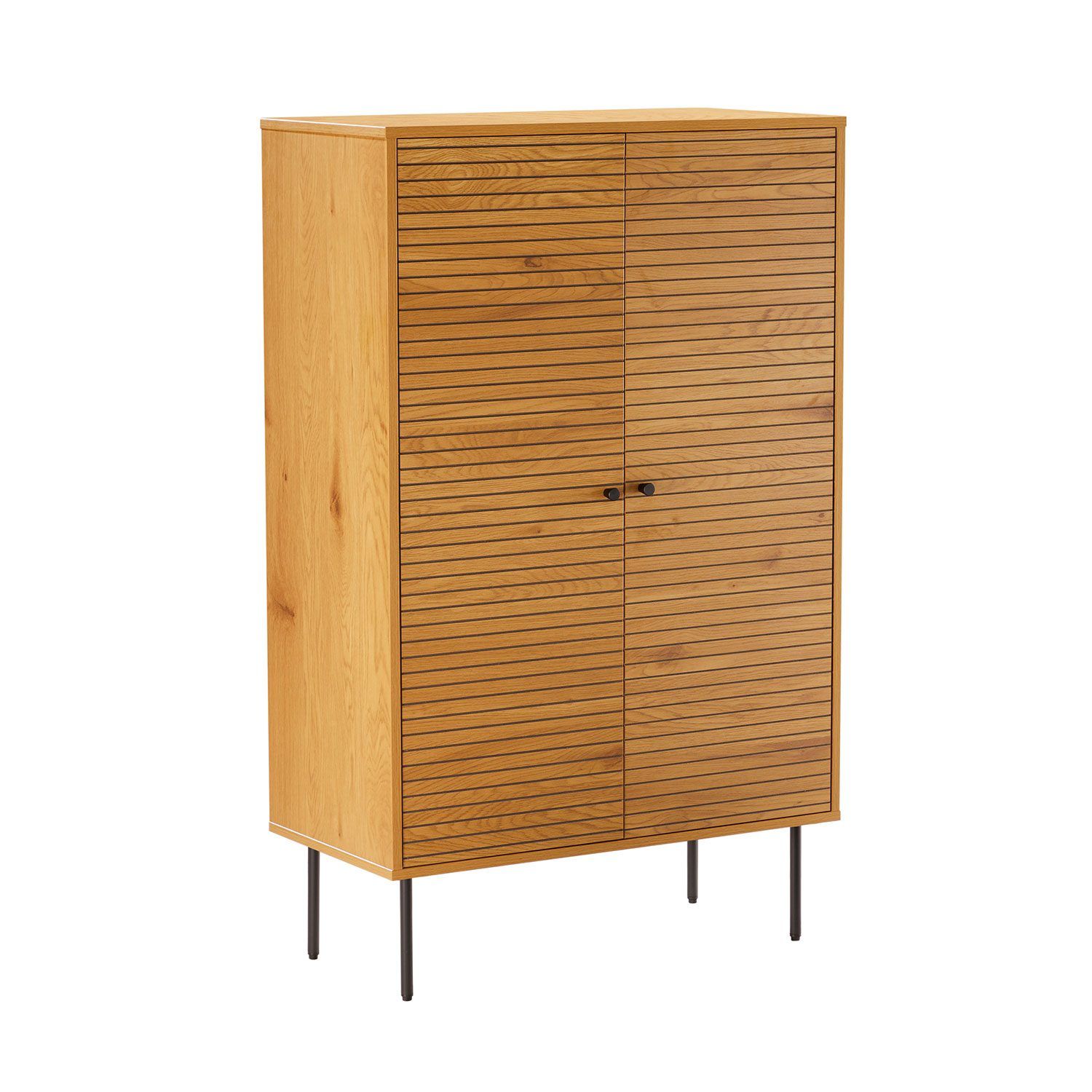 Skap HOME4YOU Line 80x40x130 cm melamin med eikebark - Eikebark / svart