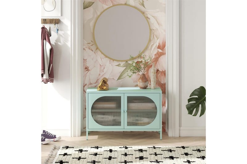 Skap Luna 100x40x64 cm, Himmelblå - 100x40x64 cm, Himmelblå - Oppbevaring - Skap - Vitrineskap