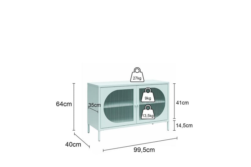Skap Luna 100x40x64 cm, Pergament - 100x40x64 cm, Pergament - Oppbevaring - Skap - Oppbevaringsskap