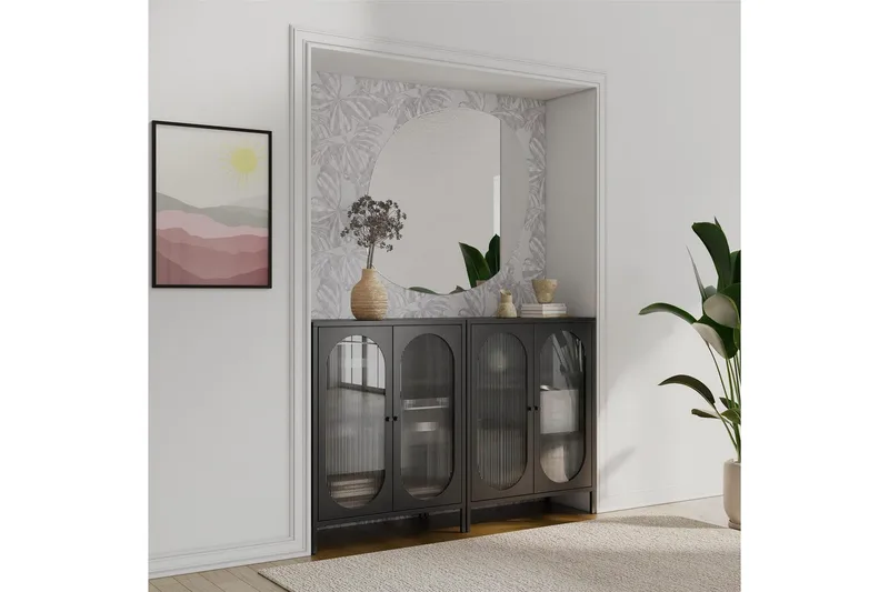 Skap Luna 80x40x102 cm, Svart - 80x40x102 cm, Svart - Oppbevaring - Skap - Vitrineskap