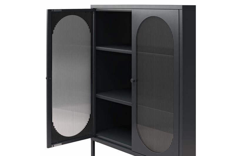 Skap Luna 80x40x102 cm, Svart - 80x40x102 cm, Svart - Oppbevaring - Skap - Vitrineskap