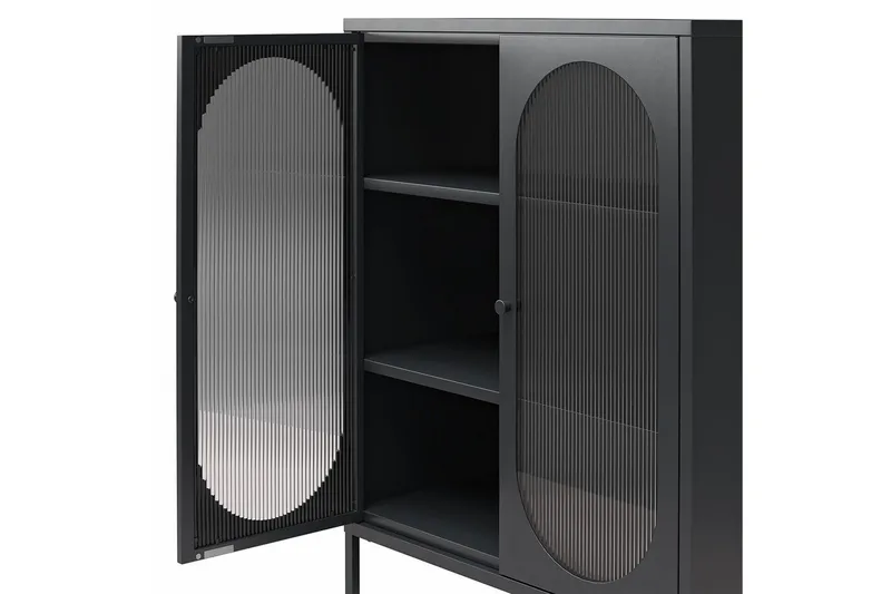 Skap Luna 80x40x102 cm, Svart - 80x40x102 cm, Svart - Oppbevaring - Skap - Vitrineskap