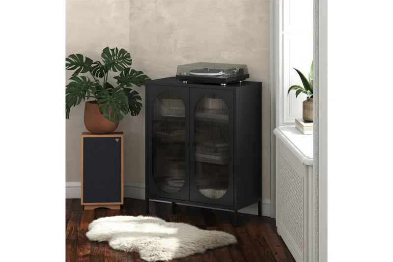 Skap Luna 80x40x102 cm, Svart - 80x40x102 cm, Svart - Oppbevaring - Skap - Vitrineskap