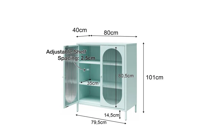 Skap Luna 80x40x102 cm, Pergament - 80x40x102 cm, Pergament - Oppbevaring - Skap - Vitrineskap