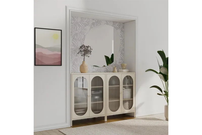 Skap Luna 80x40x102 cm, Pergament - 80x40x102 cm, Pergament - Oppbevaring - Skap - Vitrineskap