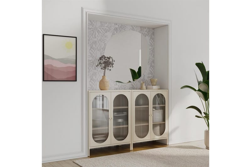 Skap Luna 80x40x102 cm, Pergament - 80x40x102 cm, Pergament - Oppbevaring - Skap - Vitrineskap