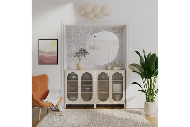 Skap Luna 80x40x102 cm, Pergament - 80x40x102 cm, Pergament - Oppbevaring - Skap - Vitrineskap