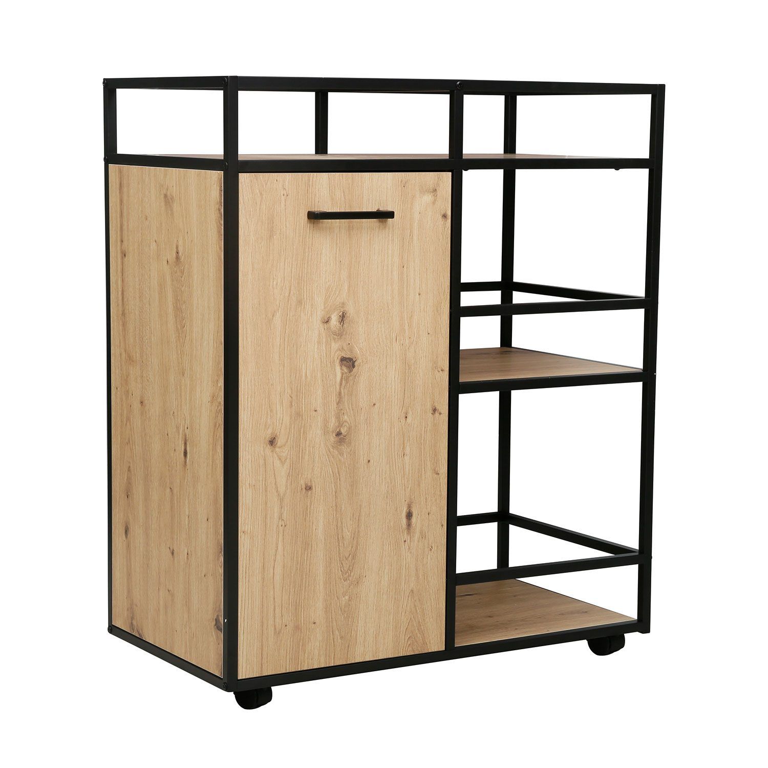 Skap med hyller HOME4YOU Hedvig 77,4x42x94 cm Ask/Svart - ask/svart