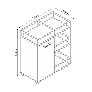 Skap med hyller HOME4YOU Hedvig 77,4x42x94 cm Ask/Svart - ask/svart - Oppbevaring - Skap - Barskap