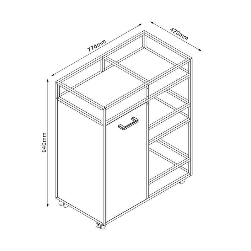 Skap med hyller HOME4YOU Hedvig 77,4x42x94 cm Ask/Svart - ask/svart - Oppbevaring - Skap - Barskap