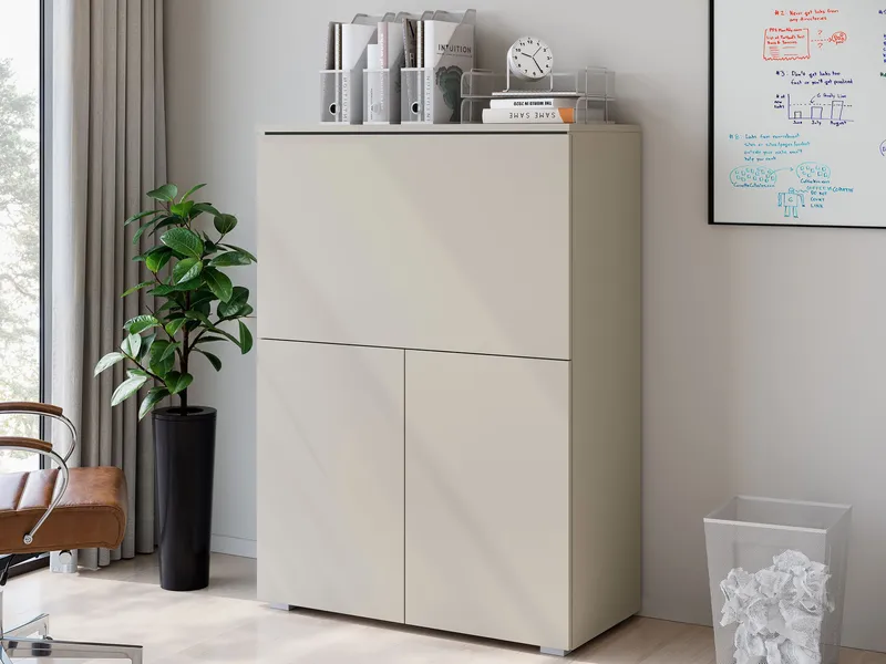 skap NO_BRAND Skriveskap VERA 90 + LED beige - Oppbevaring - Skap - Oppbevaringsskap