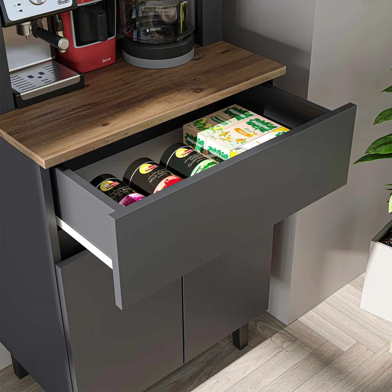 Skap til kaffebar Kalune Design Ledli (60 x 179 x 41,8 cm) Antrasitt - Antrasitt - Oppbevaring - Skap - Barskap