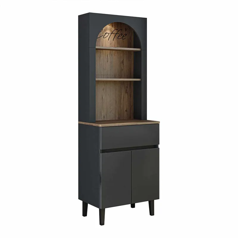 Skap til kaffebar Kalune Design Ledli (60 x 179 x 41,8 cm) Antrasitt, Antrasitt