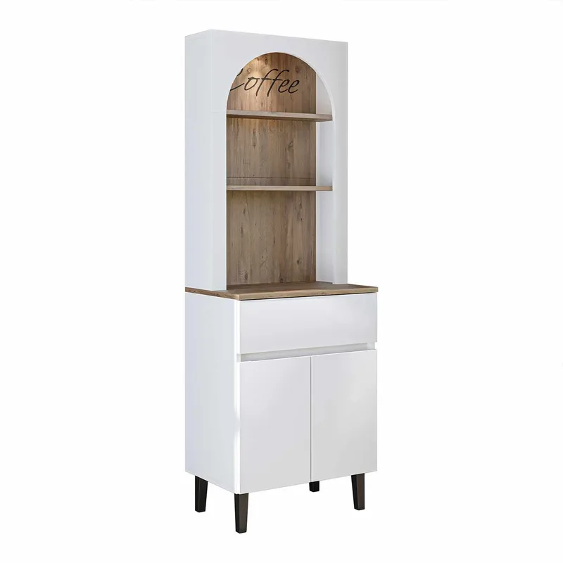 Skap til kaffebar Kalune Design Ledli (60 x 179 x 41,8 cm) Hvit atlantisk furu, undefined