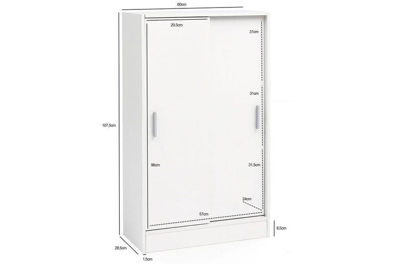 Skjenk Wohnling Melaminbelagt MDF Skyvedører Moderne - Oppbevaring - Skap - Oppbevaringsskap