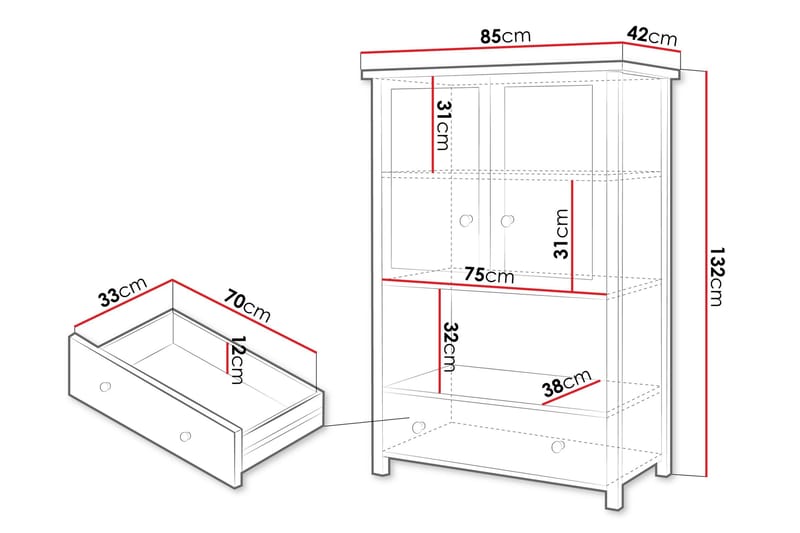 Story'S Highboard - Hvit - Oppbevaring - Skap - Oppbevaringsskap