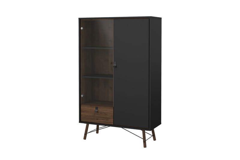 Tadami Vitrineskap 102x162 cm - Svart/Mørk brun - Oppbevaring - Skap - Vitrineskap