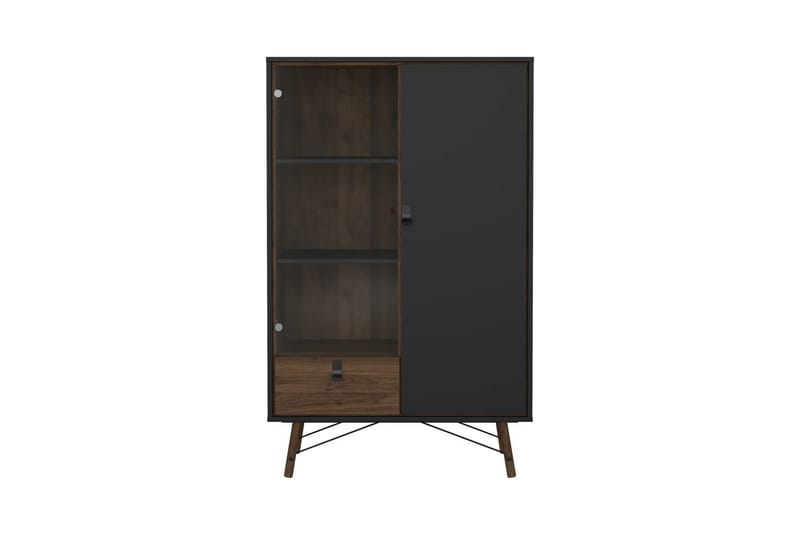 Tadami Vitrineskap 102x162 cm - Svart/Mørk brun - Oppbevaring - Skap - Vitrineskap