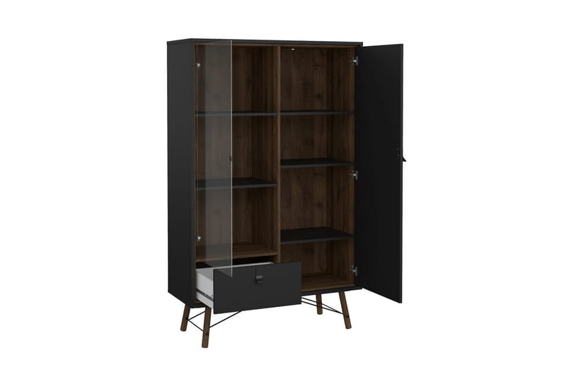 Tadami Vitrineskap 102x162 cm - Svart/Mørk brun - Oppbevaring - Skap - Vitrineskap