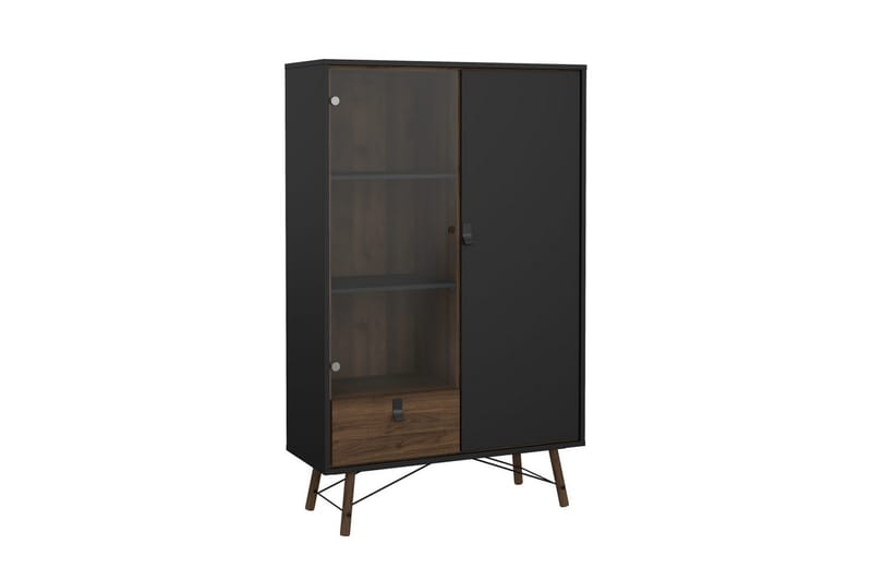 Tadami Vitrineskap 102x162 cm - Svart/Mørk brun - Oppbevaring - Skap - Vitrineskap