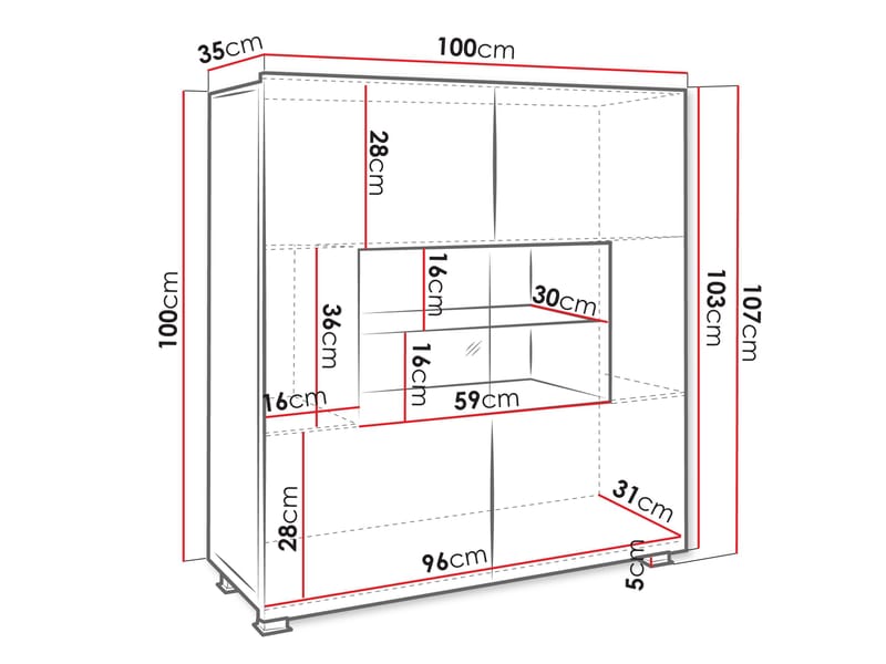 Tessan vitrineskap 100x107 cm - brun - Oppbevaring - Skap - Vitrineskap