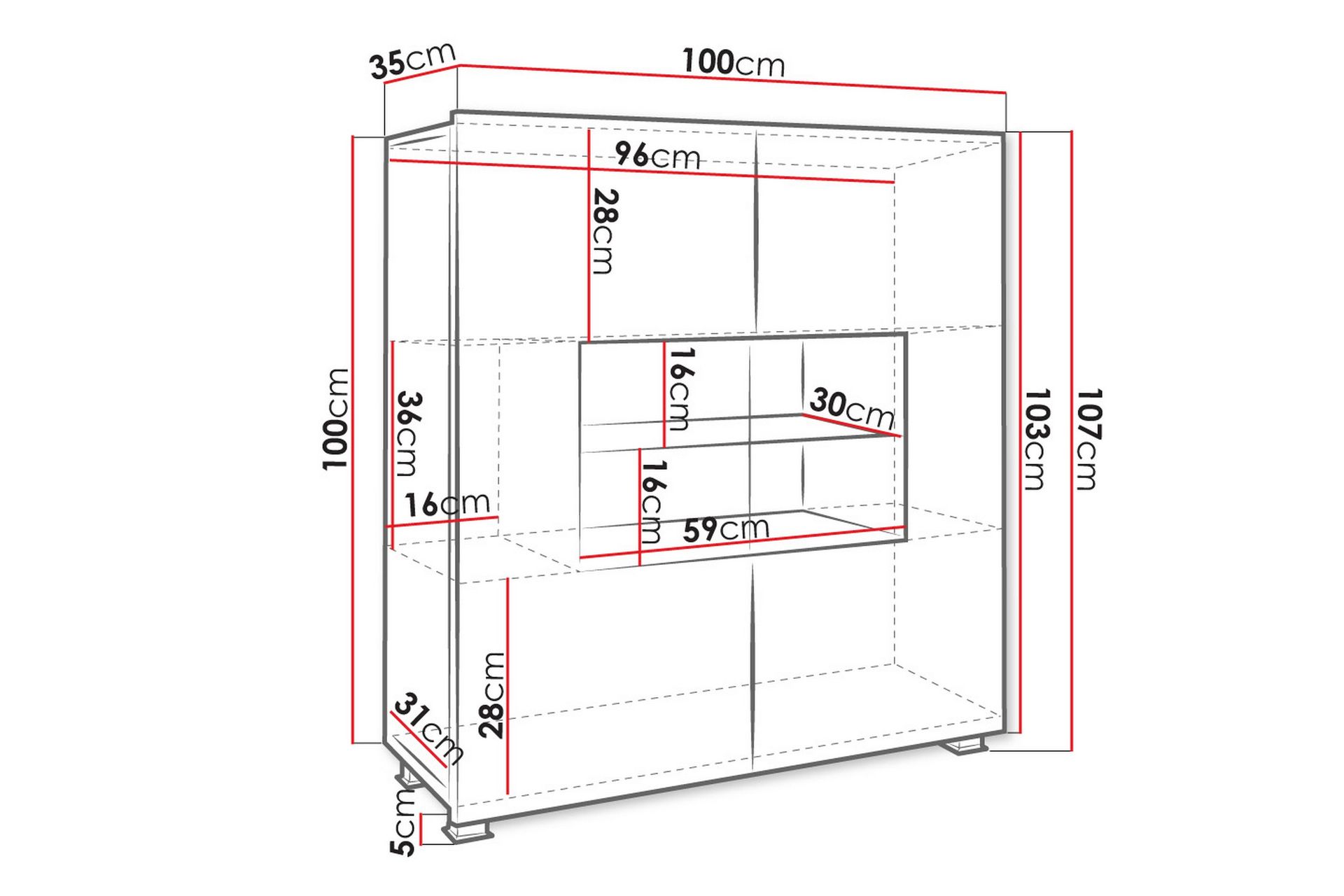 Tessan Vitrineskap 100x107 cm - Svart - Oppbevaring - Skap - Vitrineskap