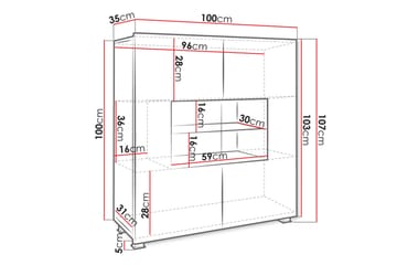 Tessan Vitrineskap 100x107 cm - Svart - Oppbevaring - Skap - Vitrineskap