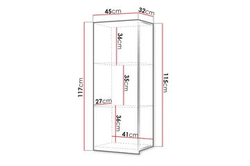Tessan Vitrineskap 45x117 cm - Hvit - Oppbevaring - Skap - Vitrineskap
