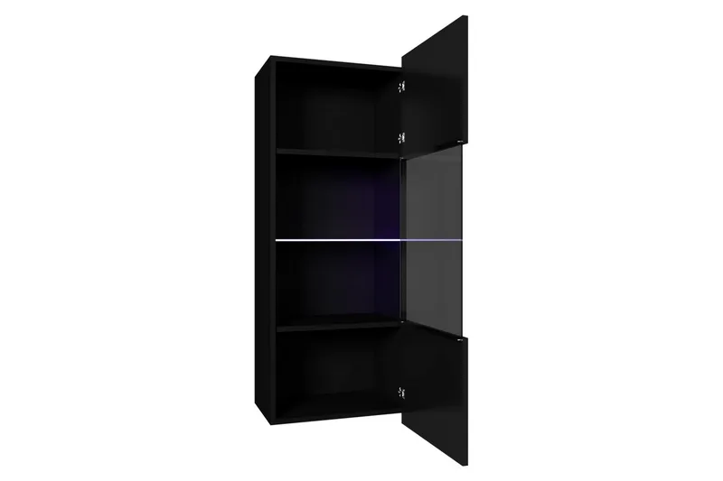 Tessan Vitrineskap 45x117 cm i Tre med Glass - Svart - Oppbevaring - Skap - Vitrineskap