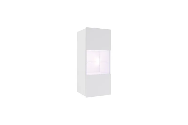 Tessan Vitrineskap 45x117 cm med Belysning i Glass med Trestamme, Hvit