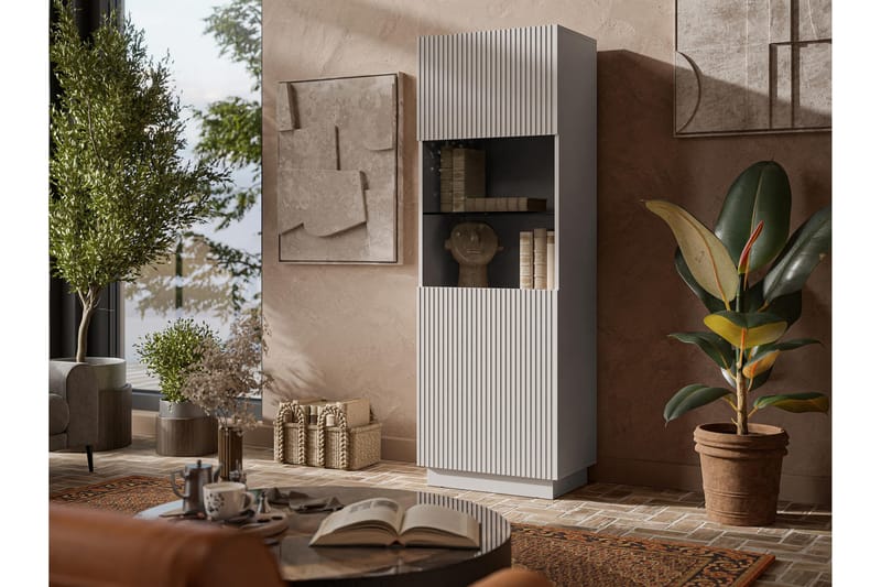 Torvalen Vitrinskåp 60x178 cm - Beige - Oppbevaring - Skap - Vitrineskap