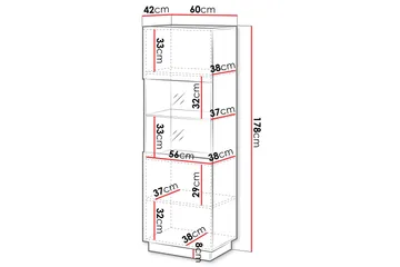 Torvalen Vitrinskåp 60x178 cm - Hvit - Oppbevaring - Skap - Vitrineskap