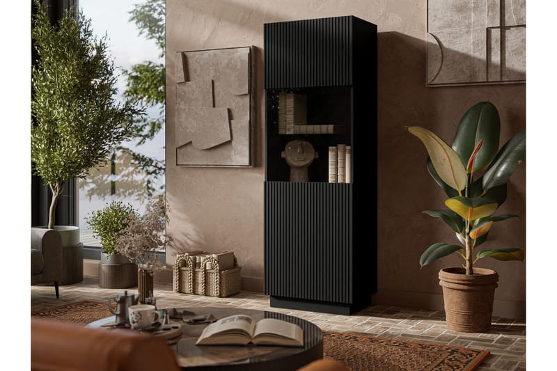 Torvalen Vitrinskåp 60x178 cm - Svart - Oppbevaring - Skap - Vitrineskap