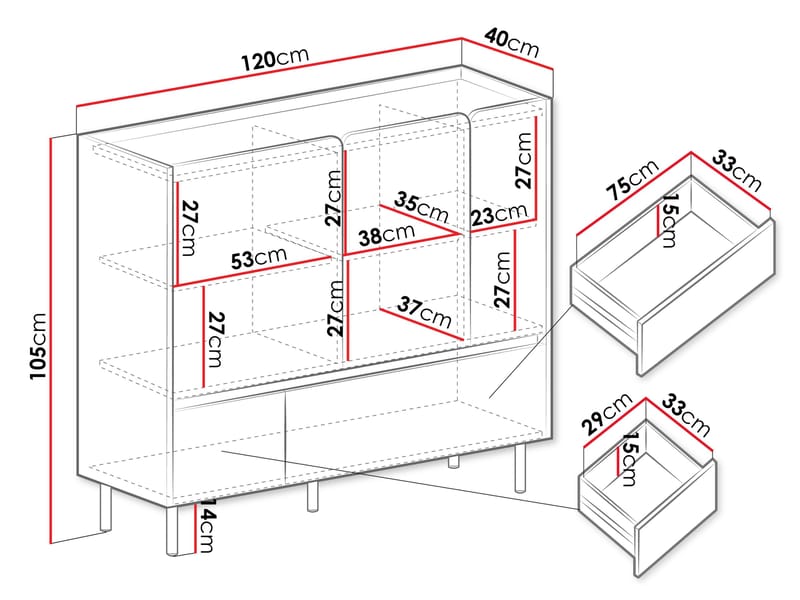 Travic Skjenk 120 cm - Oppbevaring - Skap - Oppbevaringsskap
