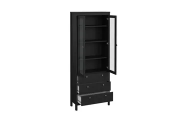 Vallvidera Vitrineskap 78,05x199 cm - Svart - Oppbevaring - Skap - Vitrineskap