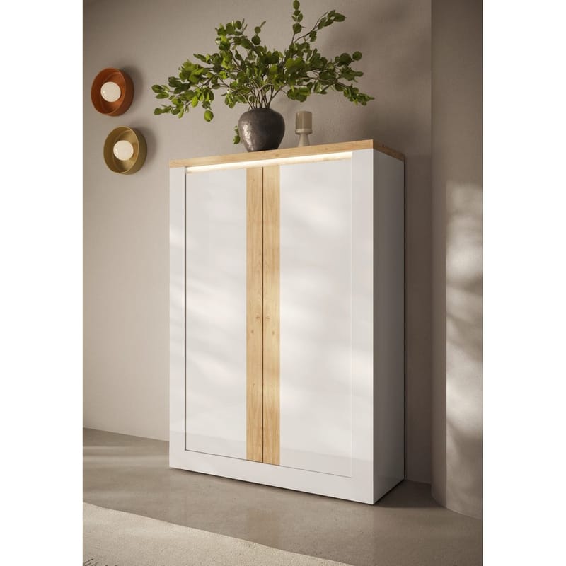 Vandesar Høyskap 160 cm - Natur/Hvit - Oppbevaring - Skap - Oppbevaringsskap