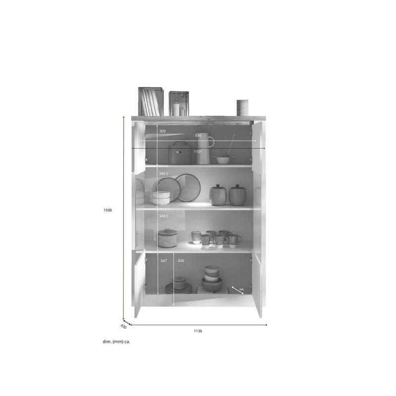 Vandesar Vitrineskap 160 cm - Natur/Hvit - Oppbevaring - Skap - Vitrineskap