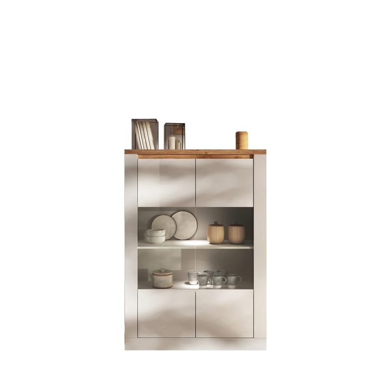 Vandesar Vitrineskap 160 cm - Natur/Hvit - Oppbevaring - Skap - Vitrineskap