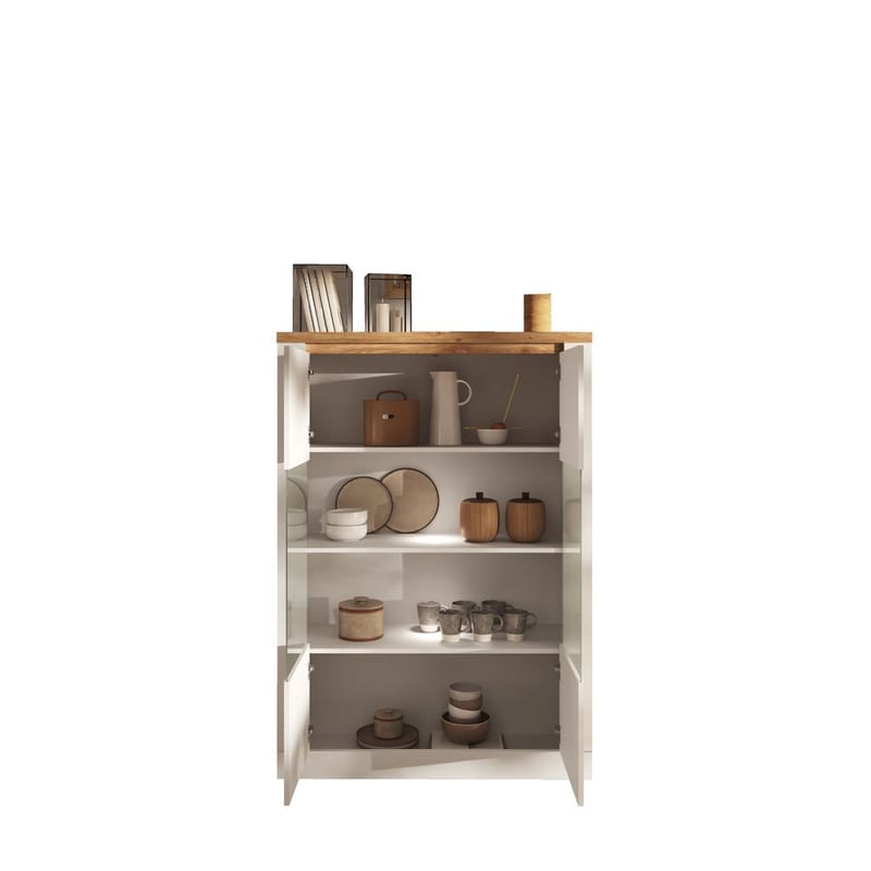 Vandesar Vitrineskap 160 cm - Natur/Hvit - Oppbevaring - Skap - Vitrineskap