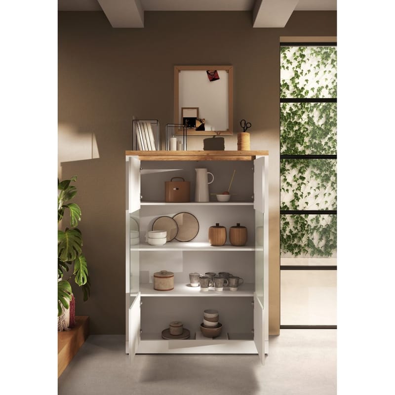 Vandesar Vitrineskap 160 cm - Natur/Hvit - Oppbevaring - Skap - Vitrineskap