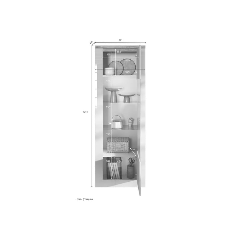 Vandesar Vitrineskap 192 cm - Natur/Hvit - Oppbevaring - Skap - Vitrineskap