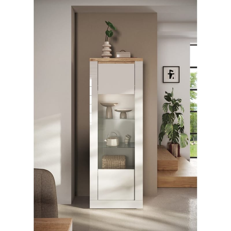 Vandesar Vitrineskap 192 cm - Natur/Hvit - Oppbevaring - Skap - Vitrineskap