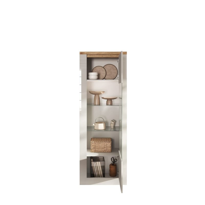 Vandesar Vitrineskap 192 cm - Natur/Hvit - Oppbevaring - Skap - Vitrineskap