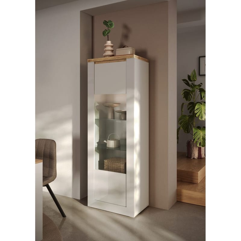 Vandesar Vitrineskap 192 cm - Natur/Hvit - Oppbevaring - Skap - Vitrineskap