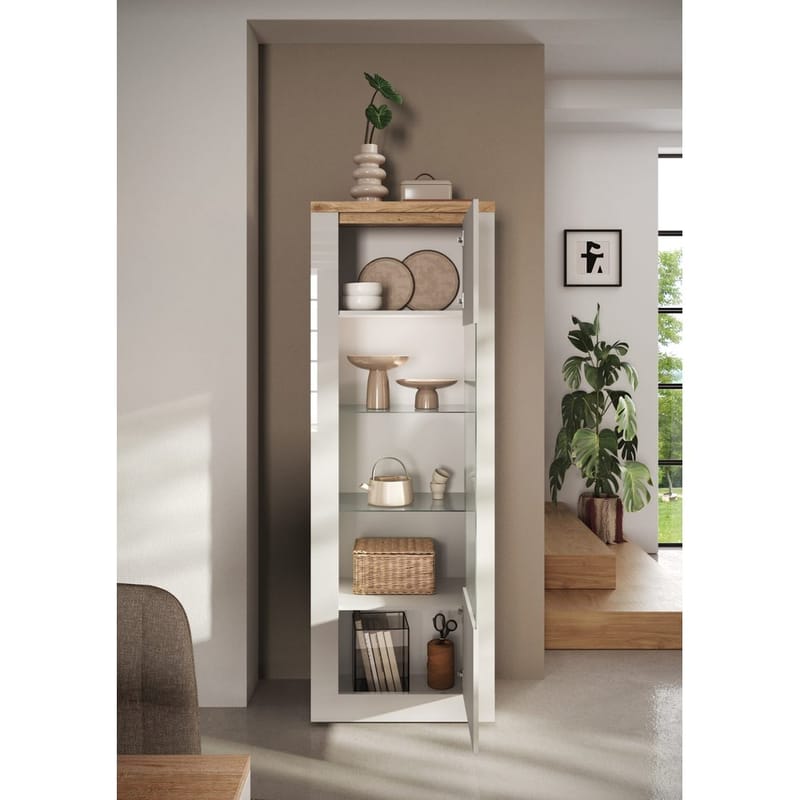 Vandesar Vitrineskap 192 cm - Natur/Hvit - Oppbevaring - Skap - Vitrineskap